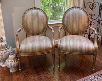 Striped oval back chairs by Century