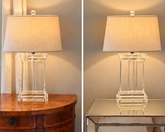Beautiful heavy glass table lamps- 2 available