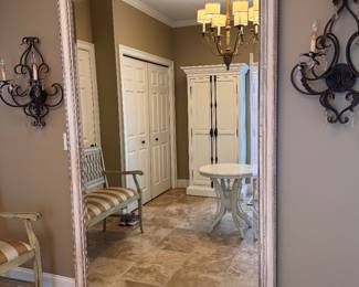 54 X 85 distressed framed mirror with beveled glass