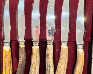 Set of SAUM stag horn steak knives