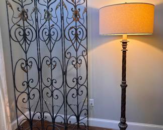 Wrought iron trifold screen decor by LaBarge