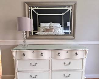 Lexington Furniture six drawer dresser with added custom glass top