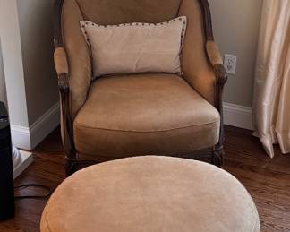 Ultasuede chair with oval ottoman 