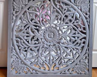 Large painted wood over mirror wall decor