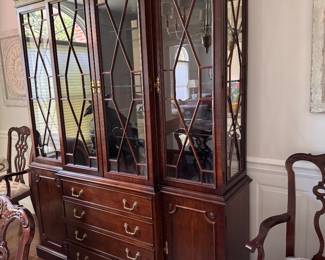 Century China hutch, lighted with drawers and storage