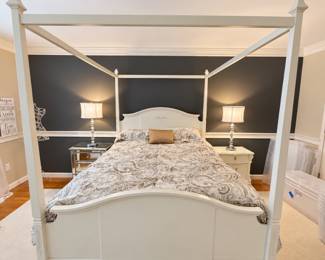 White canopy queen bed