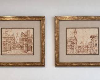 26 X 29 , street scenes in sepia tones, by Peruzi