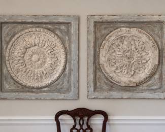 Large painted wood medallions by Bliss Studio