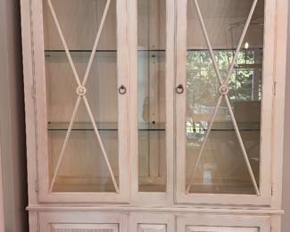 Ethan Allen ivory china cabinet with glass front