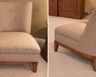 Curved upholstered armless chairs