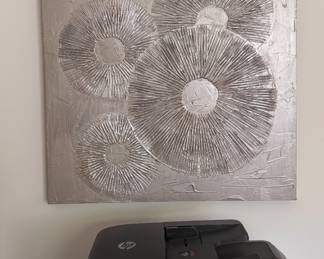 Silvertone four moon burst on canvas