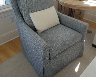 Blue & white chevron swivel chair by Century