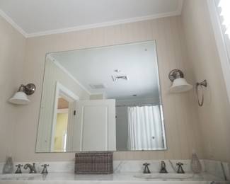 Mirror; light fixtures