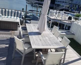 Frontgate teak dining set seats 6