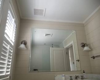 Mirror; light fixtures