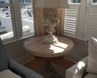 Pedestal table; table lamp