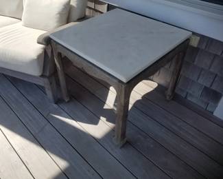 Marble top end table matches indoor/outdoor coffee table