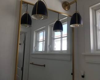 Mirror; light fixtures