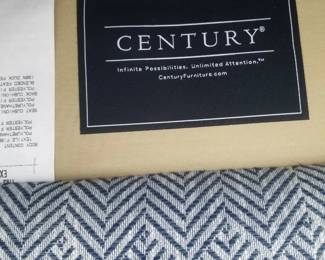 Blue & white chevron swivel chair by Century