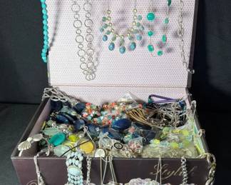 Silver Tone Costume Jewelry Mystery Lot With Lucky, Anne Klein, Napier Brands And More