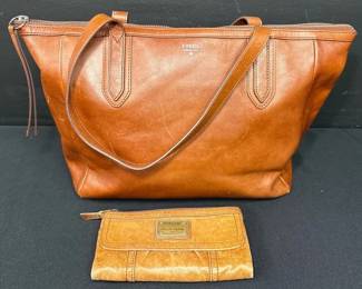 Fossil Sydney Leather Tote Bag And Fossil Wallet