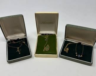 02 Vintage Gold Plated And 14k Gold Beaded Necklaces