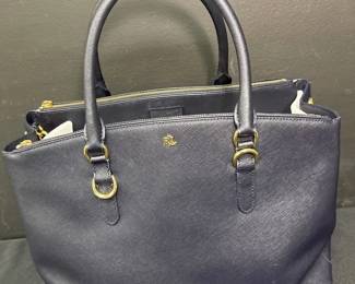 Authentic Lauren Ralph Lauren Navy Leather Handbag