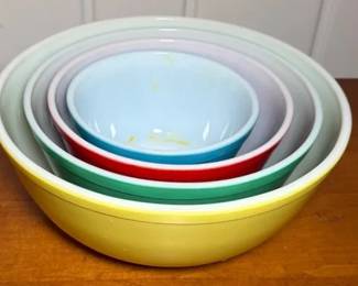 04 Vintage Pyrex Primary Color Nesting Bowls