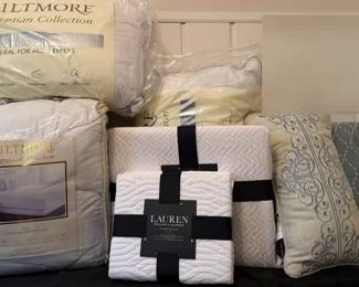 FullQueen Ralph Lauren Quilted Coverlet, Biltmore Full Mattress Pad, 2 Pillows , And More