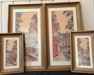 Set Of 4 New Orleans Lithographs By J. Keenan
