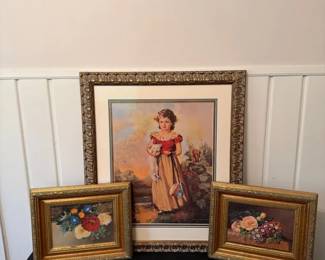 Vintage Jane Freeman Chubs Print And Pair Of J. L. Jensen Floral Still Life
