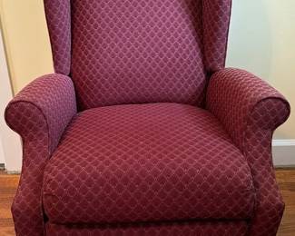 Classic Burgundy Queen Ann Style Recliner Upholstered Arm Chair