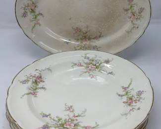 French Saxon China Union Made Floral Pattern W Scalloped Edges 22 Ct Gold Rim