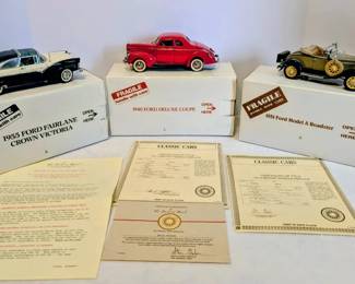 Three Danbury Mint Die Cast Collectors CarsFord