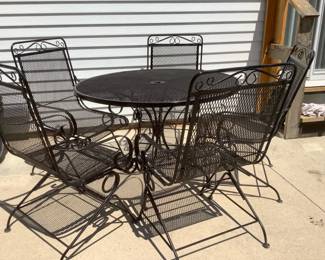 Metal Patio Table with Five Chairs