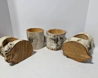 Four Birch Candle Holders.
