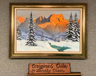 Dorothy Olson Original Oil Painting With Wood Sign