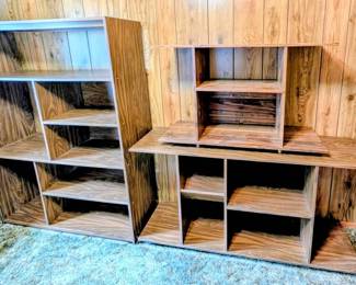 Multi Piece Walnut Finish Particle Board Shelf Set