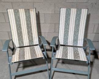 Two Vtg Folding Lawn Chairs