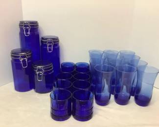 Blue Glassware Canisters