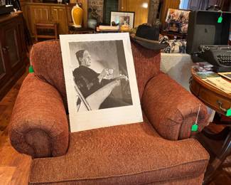 Overstuffed Chair and framed Frakensteiin poster