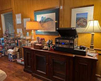 Den filled with beautiful lamps, electronics and more