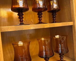 Colony Glass Richmond Amber Gold Water Goblets