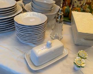 Lenox white French perle butter dish and more