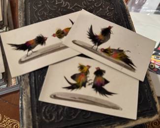 Vintage feather art chickens