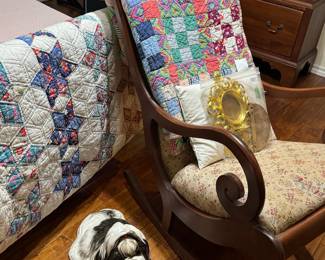 Antique Rocker and quilts