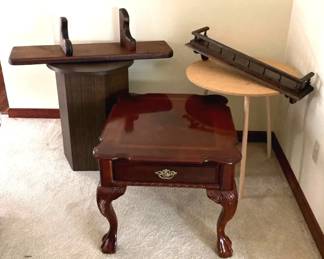 Assortment of End Tables and Wall Shelves
