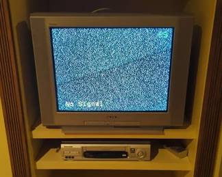 Vintage Trinitron CRT TV and Panasonic VHS Player