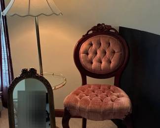 Victorian Style Parlor Chair, Lamp Mirror