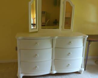 American Signature White 6 Drawer Dresser and Mirror